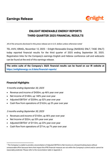 Miniature Enlight Renewable Energy Rapport trimestriel 2025-q3