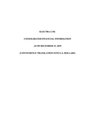 Miniature Electra
 Bilan financier 2019