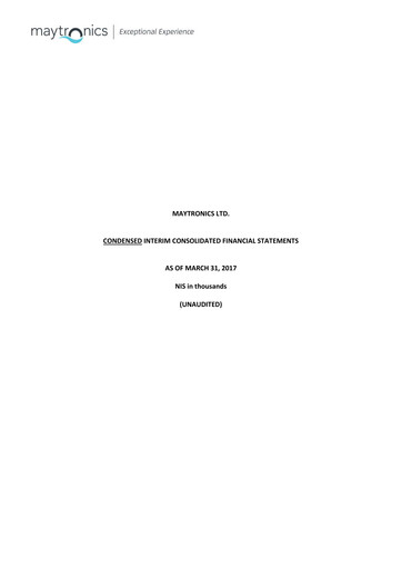 Miniature Maytronics Rapport trimestriel 2017-q1