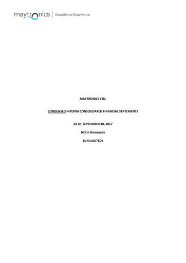 Miniature Maytronics Rapport trimestriel 2017-q3