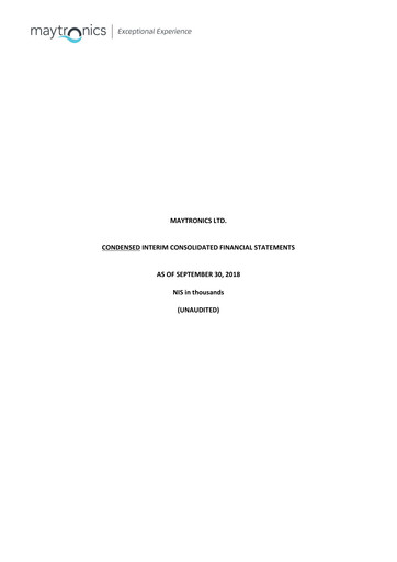 Miniature Maytronics Rapport trimestriel 2018-q3