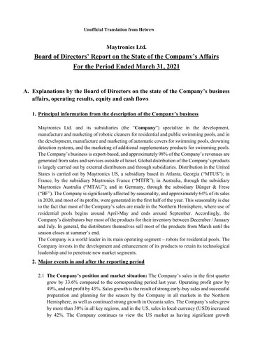 Miniature Maytronics Rapport trimestriel 2021-q1