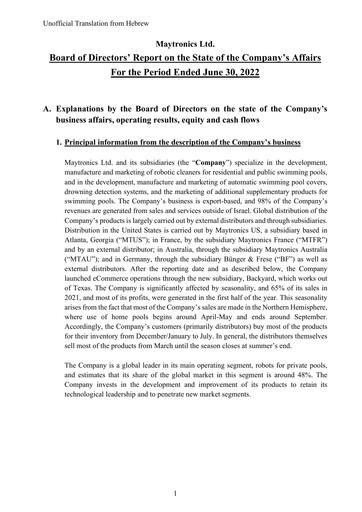 Miniature Maytronics Rapport trimestriel 2022-q2
