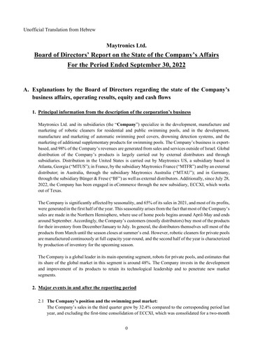 Miniature Maytronics Rapport trimestriel 2022-q3