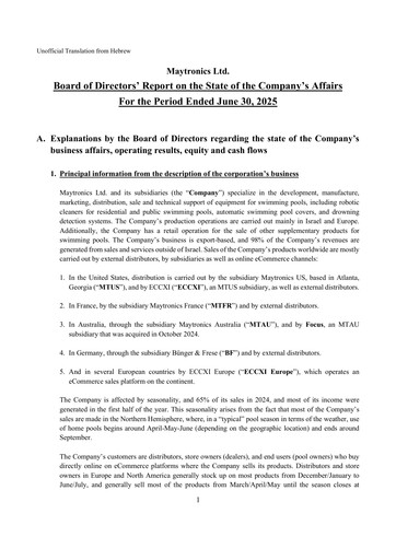 Miniature Maytronics Rapport trimestriel 2025-q2