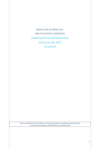Vorschaubild Bank Leumi
 Finanzmitteilung 2022-h1