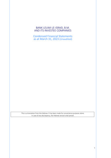 Thumbnail Bank Leumi
 Quarterly Report 2023-q1