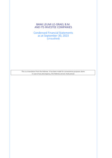 Thumbnail Bank Leumi
 Quarterly Report 2023-q3