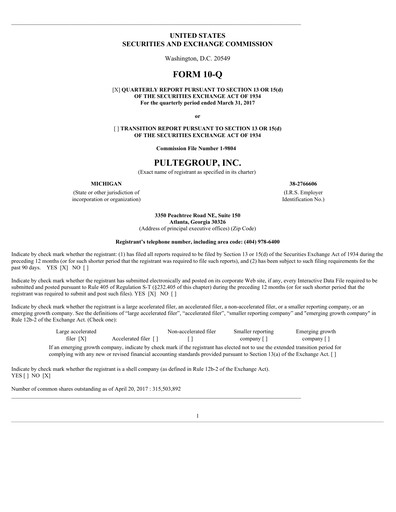Vorschaubild PulteGroup Quartalsbericht 2017-q1