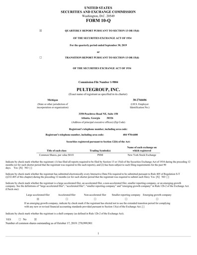 Vorschaubild PulteGroup Quartalsbericht 2019-q3