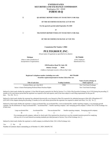 Vorschaubild PulteGroup Quartalsbericht 2020-q3