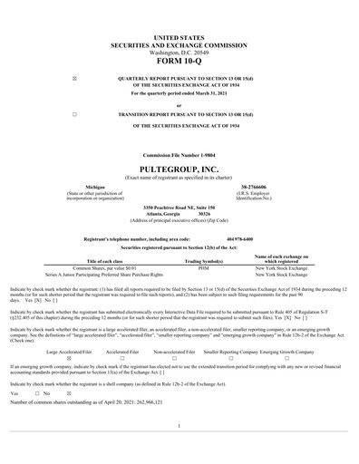 Vorschaubild PulteGroup Quartalsbericht 2021-q1