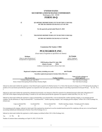 Vorschaubild PulteGroup Quartalsbericht 2022-q1