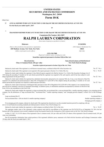 Thumbnail Ralph Lauren Annual Report 2017