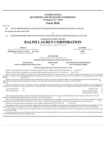 Thumbnail Ralph Lauren Annual Report 2022