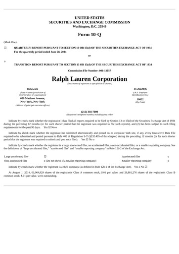 Thumbnail Ralph Lauren Quarterly Report 2015-q1