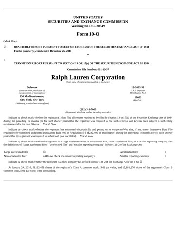 Thumbnail Ralph Lauren Quarterly Report 2016-q3