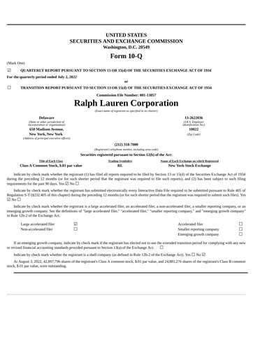 Thumbnail Ralph Lauren Quarterly Report 2023-q1