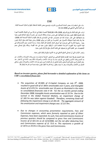 Thumbnail Commercial International Bank Financial Statement 2008