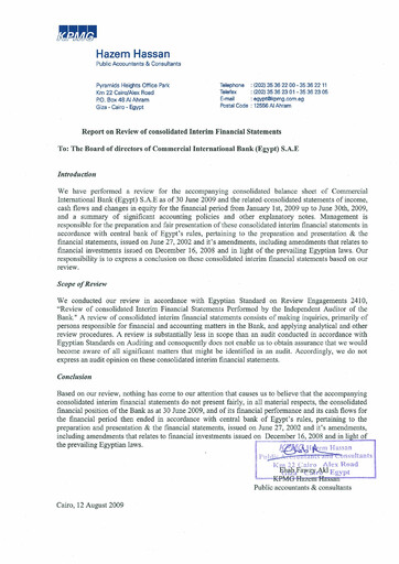 Thumbnail Commercial International Bank Financial Statement 2009-h1