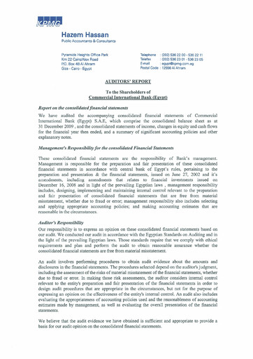 Thumbnail Commercial International Bank Financial Statement 2009