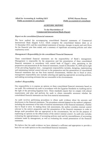 Thumbnail Commercial International Bank Financial Statement 2012