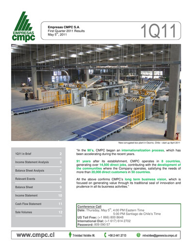 Thumbnail Empresas CMPC Quarterly Report 2011-q1