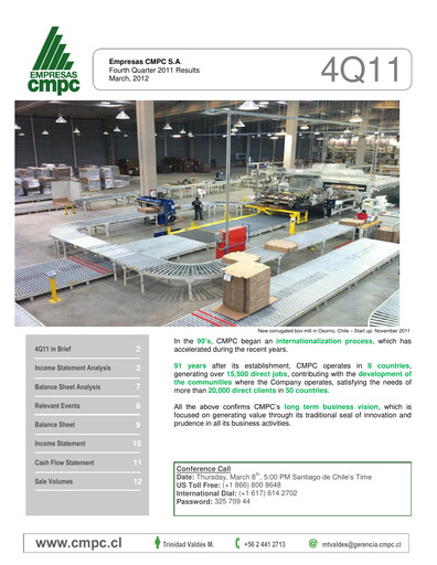 Thumbnail Empresas CMPC Quarterly Report 2011-q4