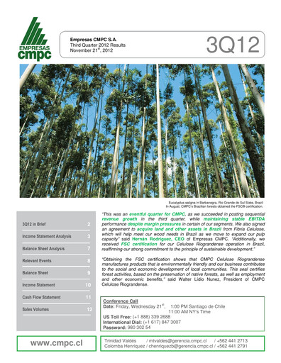 Thumbnail Empresas CMPC Quarterly Report 2012-q3