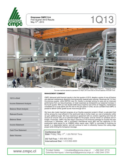 Thumbnail Empresas CMPC Quarterly Report 2013-q1
