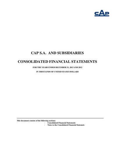 Thumbnail Compañía de Acero del Pacífico
 Financial Statement 2013