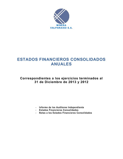 Thumbnail Minera Valparaíso Financial Statement 2013