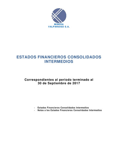 Thumbnail Minera Valparaíso Quarterly Report 2017-q3