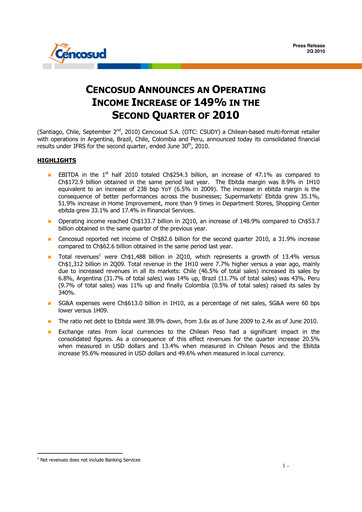 Thumbnail Cencosud
 Quarterly Report 2010-q2