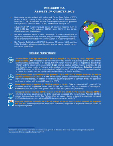 Thumbnail Cencosud
 Quarterly Report 2016-q1