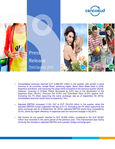 Thumbnail Cencosud
 Quarterly Report 2016-q3