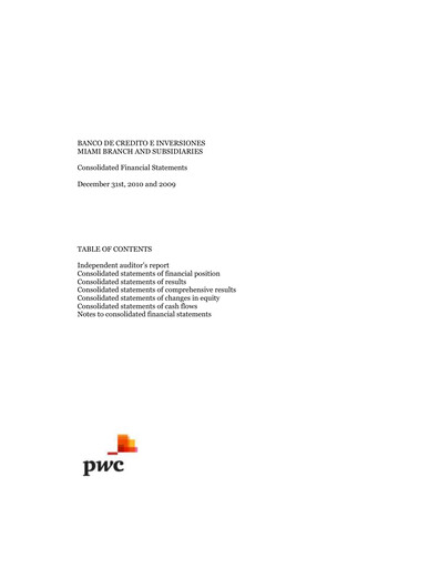 Thumbnail Banco de Crédito e Inversiones
 Financial Statement 2010