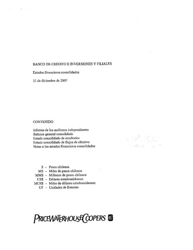 Thumbnail Banco de Crédito e Inversiones
 Financial Statement 2007