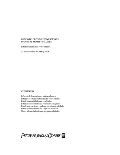Thumbnail Banco de Crédito e Inversiones
 Financial Statement 2009