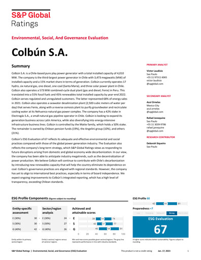 Thumbnail Colbún ESG Report 2022