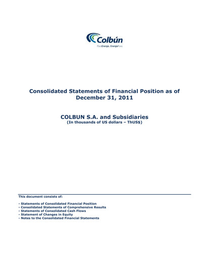 Thumbnail Colbún Financial Statement 2011