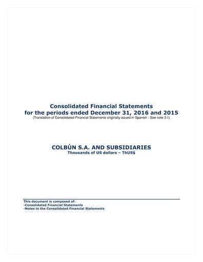 Thumbnail Colbún Financial Statement 2016