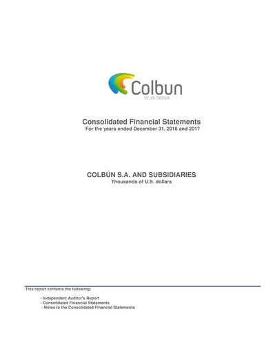 Thumbnail Colbún Financial Statement 2018