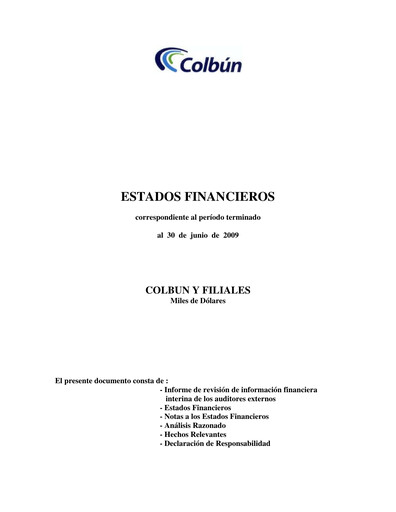 Thumbnail Colbún Financial Statement 2009-h1