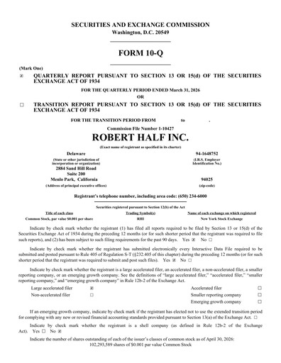 Vorschaubild Robert Half Quartalsbericht 2026-q1