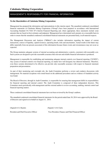 Thumbnail Caledonia Mining Financial Statement 2014-h1