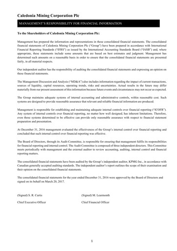 Thumbnail Caledonia Mining Financial Statement 2016