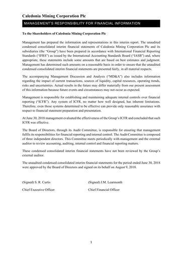 Thumbnail Caledonia Mining Financial Statement 2018-h1