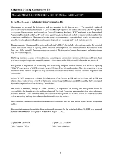 Thumbnail Caledonia Mining Financial Statement 2022-h1