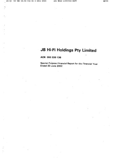 Thumbnail JB Hi-Fi
 Financial Report fy2002